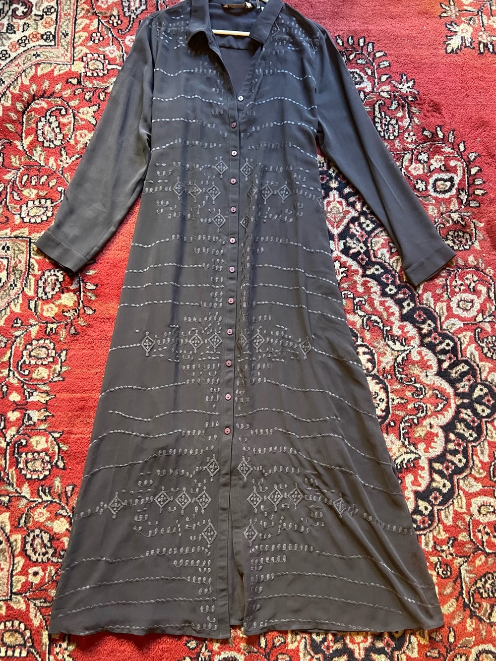 Soft Surroundings Boho Dark Cottagecore Embroidered Dress XL